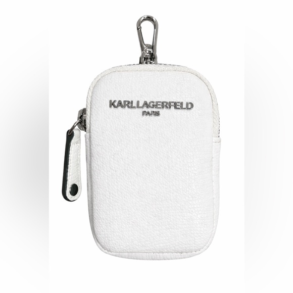 Karl Lagerfeld Handbags - Karl Lagerfeld White Leather Coin Mini Purse Pouch